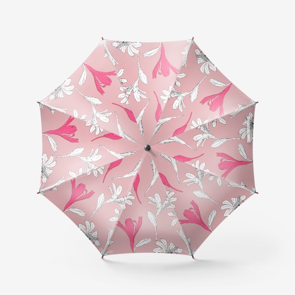 Зонт «цветы на розовом»