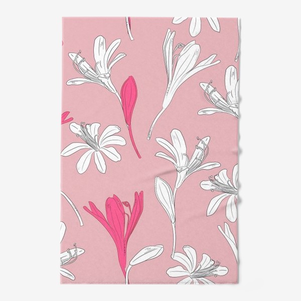 Полотенце «цветы на розовом»