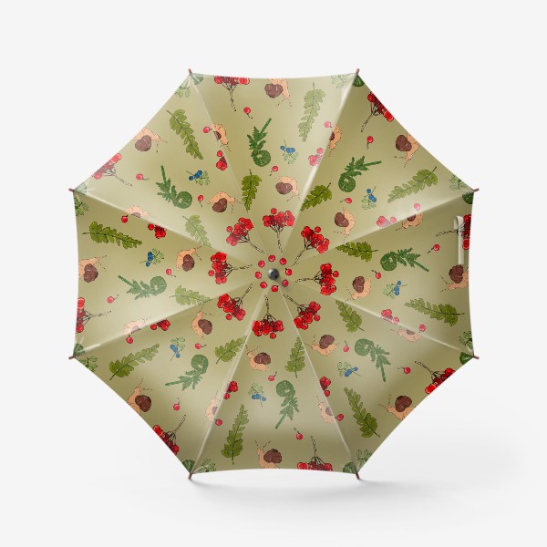 Зонт «летний лес. папоротник, ягоды, улитка»