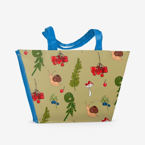 Пляжная сумка «летний лес. папоротник, ягоды, улитка»