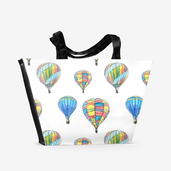 Пляжная сумка «Разноцветные аэростаты, паттерн»