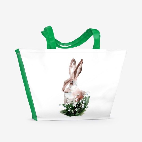 Пляжная сумка «Кролик и ландыши»