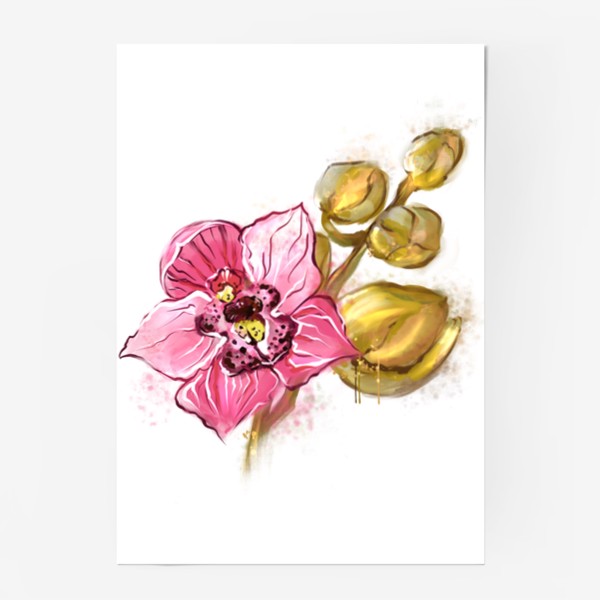 Постер «Весеннее пробуждение. Орхидея на ветке. Стикеры. Открытки.»