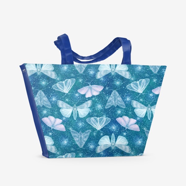 Пляжная сумка «Ночной мотылек на бирюзово-синем»