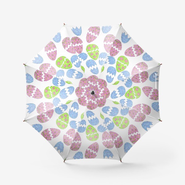 Зонт «Узор с пасхальными яйцами на белом фоне»