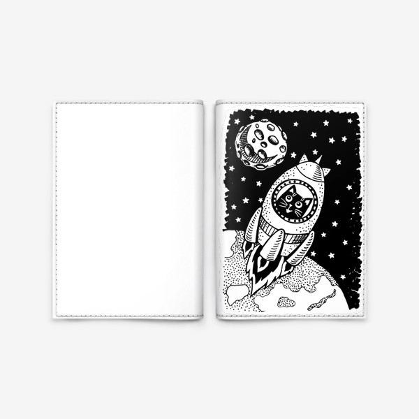 Обложка для паспорта «Котик-космонавт»