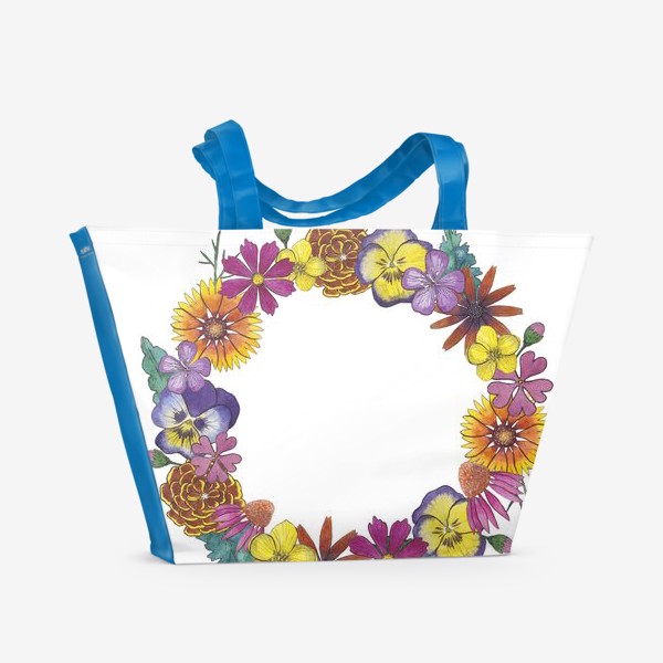 Пляжная сумка «Летние цветы. Венок»