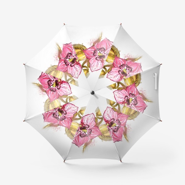 Зонт «Весеннее пробуждение. Орхидея на ветке. Стикеры. Открытки.»