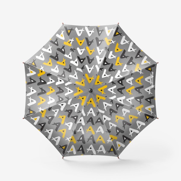 Зонт «Буква А. Паттерн на сером фоне.»