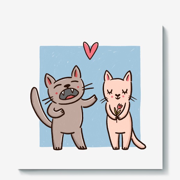 Холст &laquo;Влюбленные мартовские коты. Кот поет серенаду &raquo;