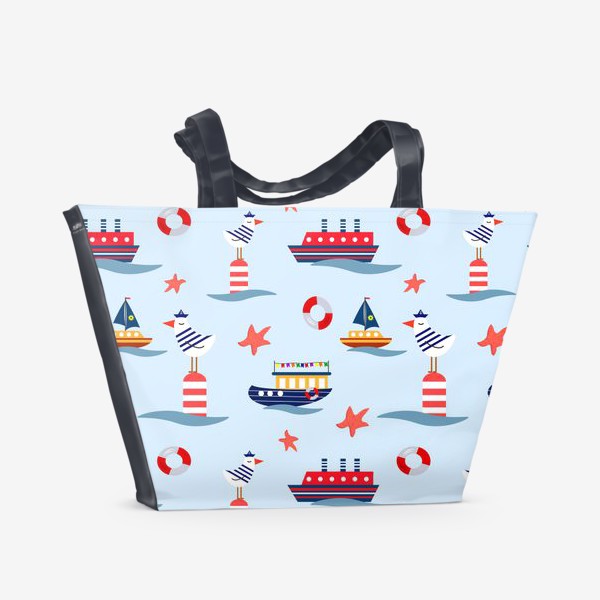 Пляжная сумка «Корабли и чайки»