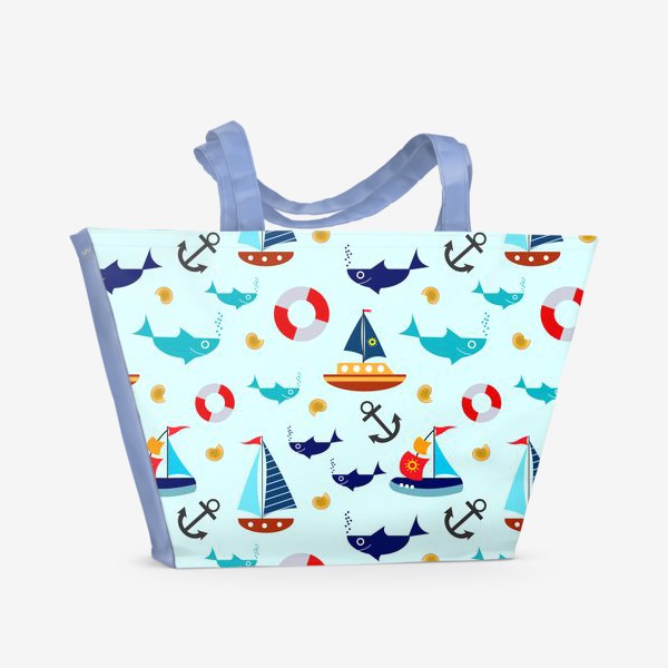 Пляжная сумка «Корабли и рыбы»