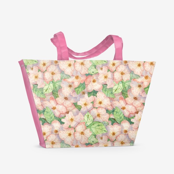 Пляжная сумка «Розовые цветы. »