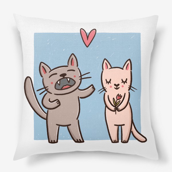 Подушка &laquo;Влюбленные мартовские коты. Кот поет серенаду &raquo;