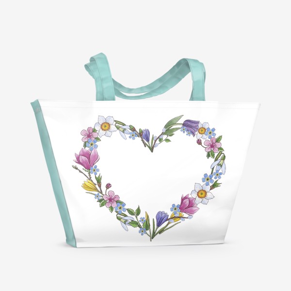 Пляжная сумка «Весенние цветы. Сердце»