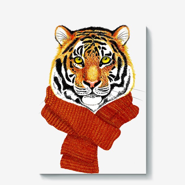 Холст «Тигр в вязаном шарфике»