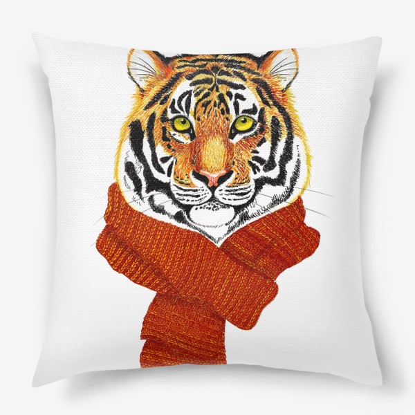 Подушка «Тигр в вязаном шарфике»