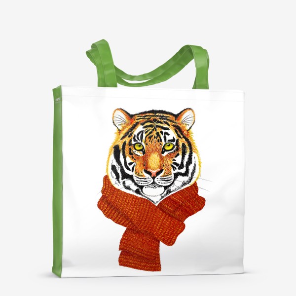 Сумка-шоппер «Тигр в вязаном шарфике»