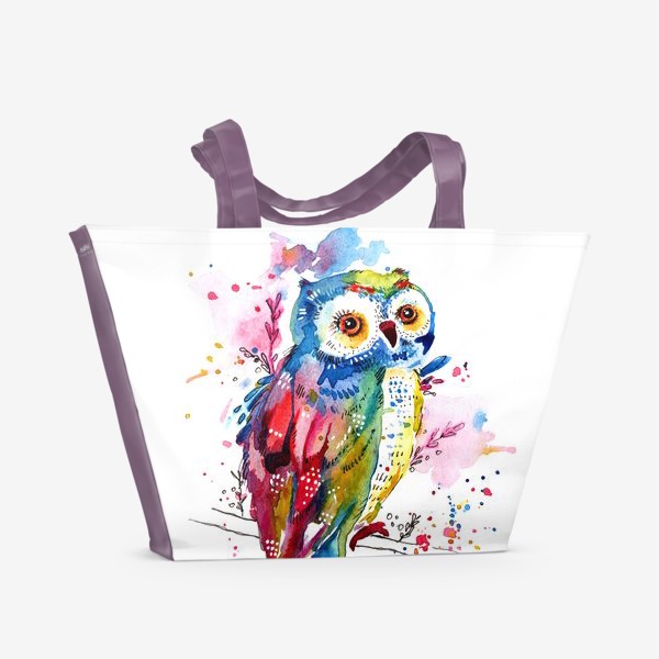 Пляжная сумка «Акварельная сова»