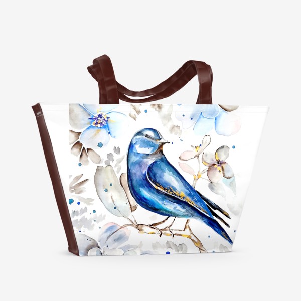 Пляжная сумка «Птица с цветами»