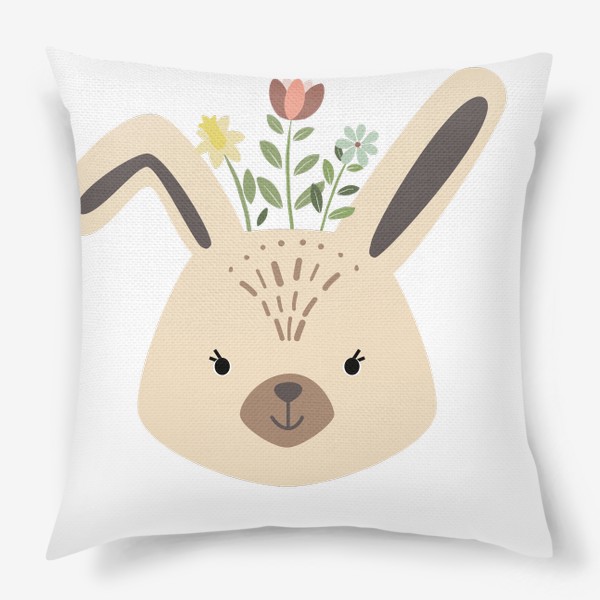 Подушка «Зайчонок с цветочным венком»