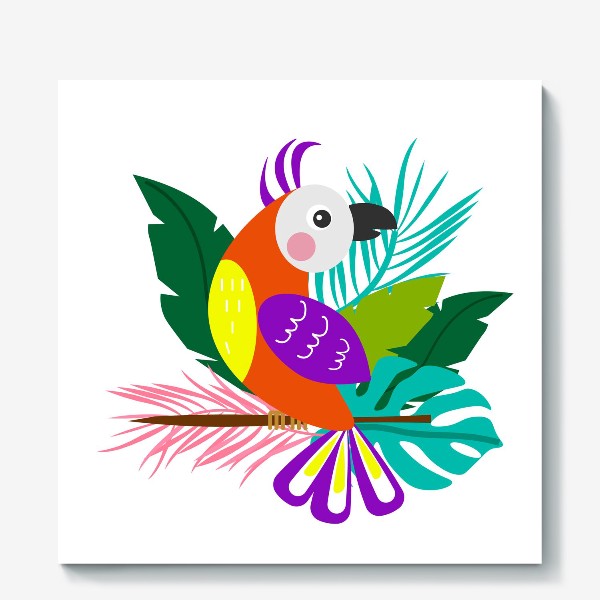 Холст &laquo;Разноцветный  тропический попугай&raquo;