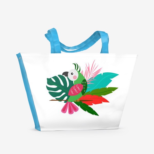 Пляжная сумка «Зеленый тропический попугай»