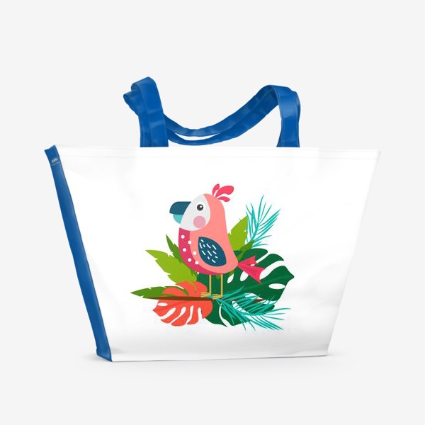 Пляжная сумка «Попугай розовый тропический.»