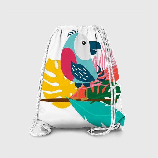 Рюкзак «Тропический попугай на  ветке  с листьями»