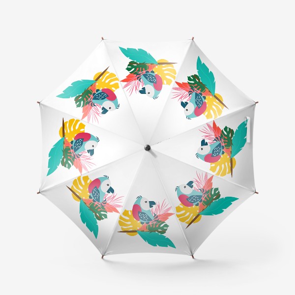 Зонт «Тропический попугай на  ветке  с листьями»