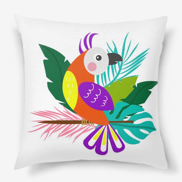 Подушка &laquo;Разноцветный  тропический попугай&raquo;