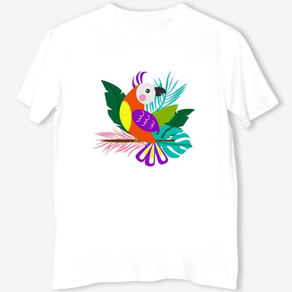 Футболка «Разноцветный  тропический попугай»
