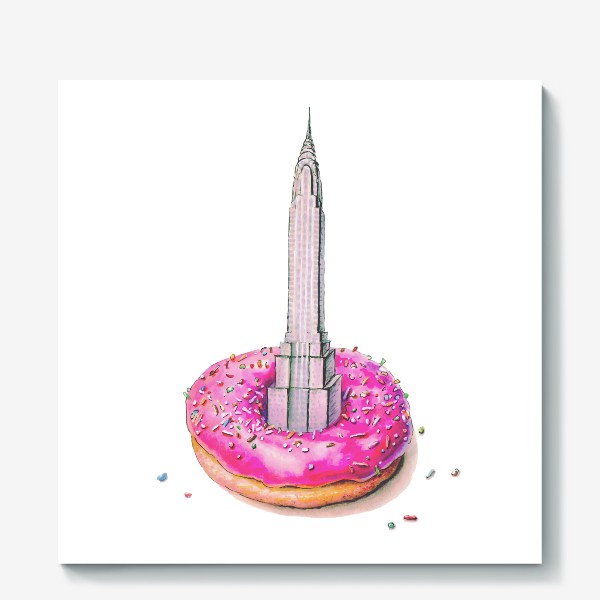 Холст «Пончик с малиновой глазурью Нью-Йорк »