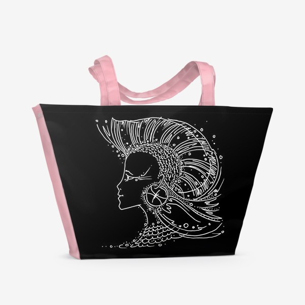 Пляжная сумка «Рыбы зодиак черный»