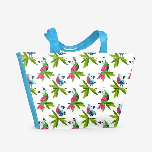 Пляжная сумка «Попугаи на  ветках»