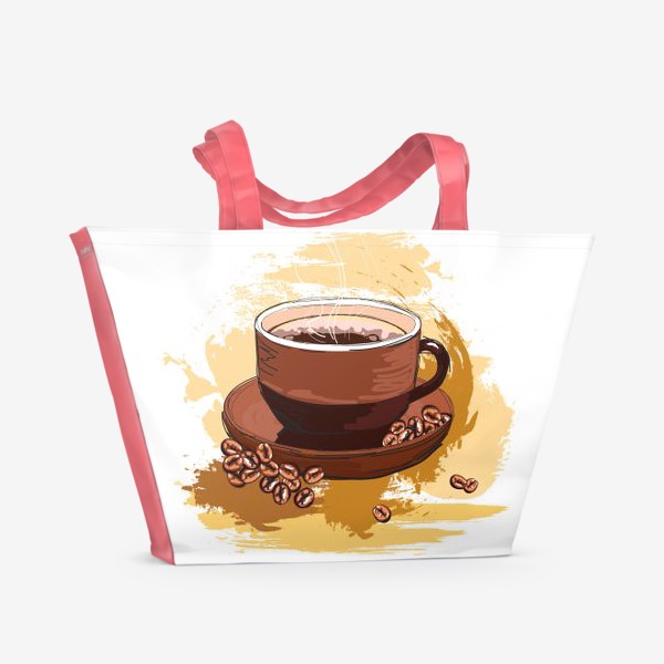 Пляжная сумка «чашка ароматного кофе»