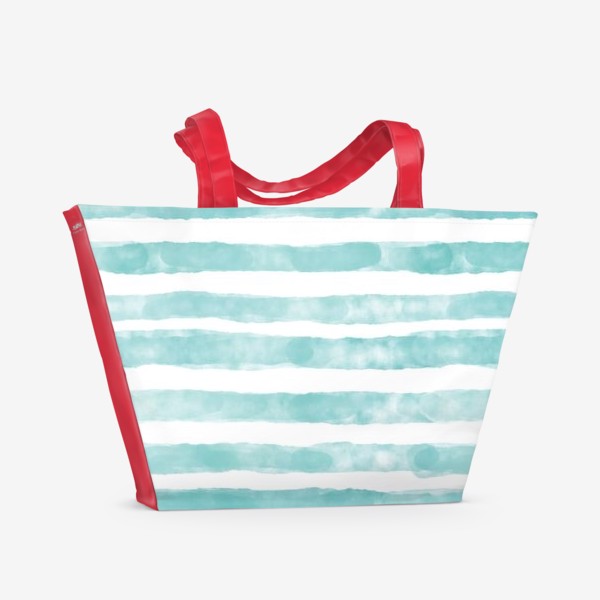 Пляжная сумка «Морская тема. Акварельные полосы.»