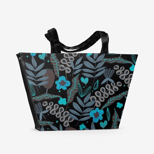 Пляжная сумка «тёмный цветочный узор»