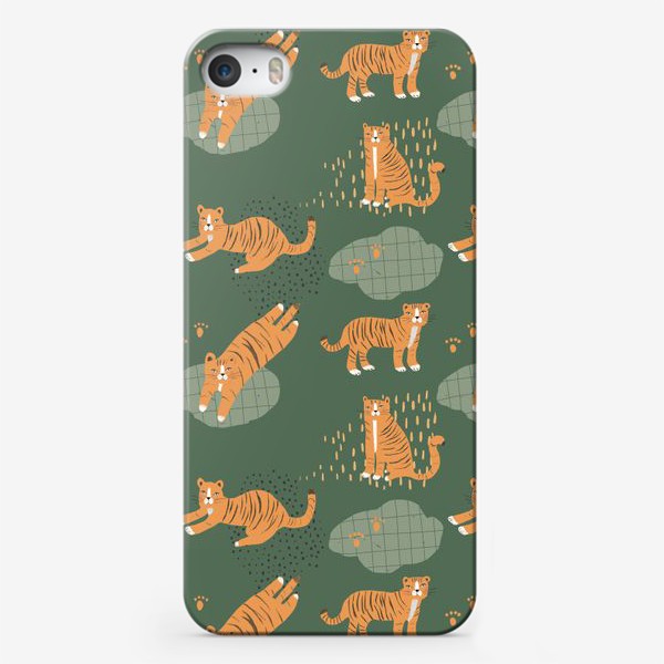 Чехол iPhone &laquo;тигрята на зеленом&raquo;
