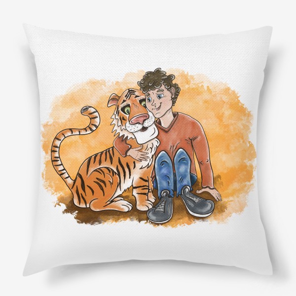 Подушка «Мальчик и тигр»