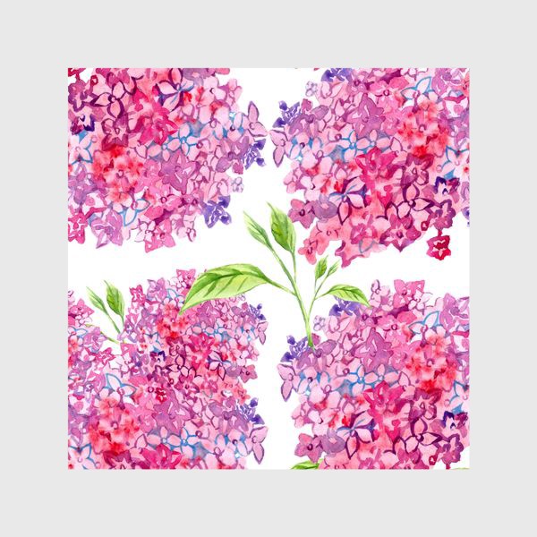 Шторы «цветы гортензии розовые паттерн акварелью»