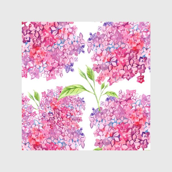 Скатерть «цветы гортензии розовые паттерн акварелью»