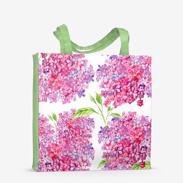 Сумка-шоппер &laquo;цветы гортензии розовые паттерн акварелью&raquo;