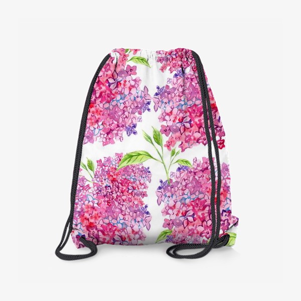 Рюкзак «цветы гортензии розовые паттерн акварелью»