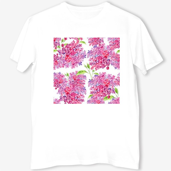 Футболка «цветы гортензии розовые паттерн акварелью»