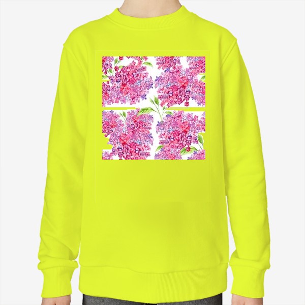 Свитшот «цветы гортензии розовые паттерн акварелью»