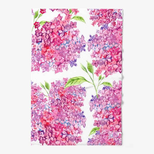 Полотенце «цветы гортензии розовые паттерн акварелью»