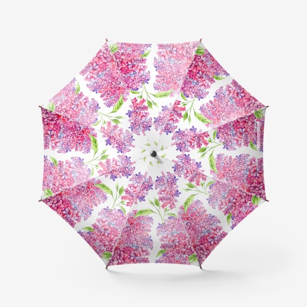 Зонт &laquo;цветы гортензии розовые паттерн акварелью&raquo;
