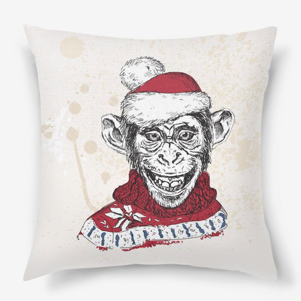 Подушка &laquo;Новогодняя обезьяна в свитере&raquo;