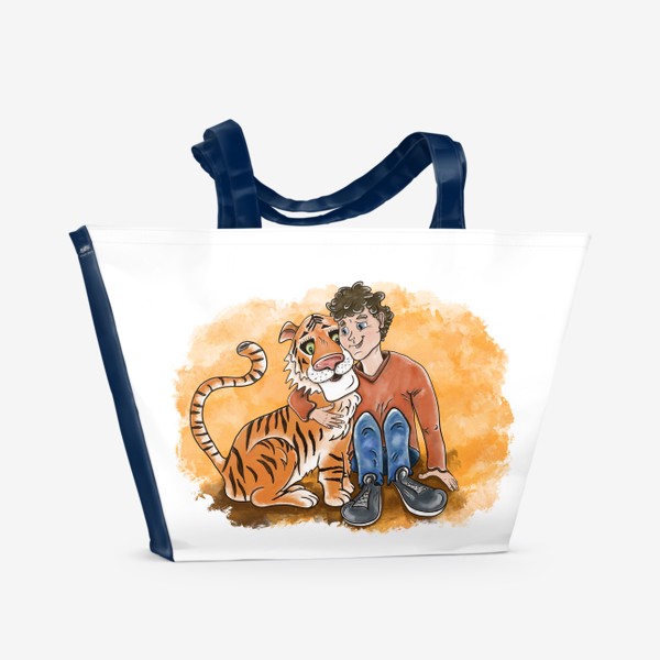 Пляжная сумка «Мальчик и тигр»